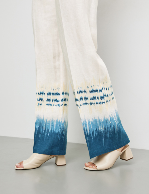 Leinenhose mit gemustertem Saum