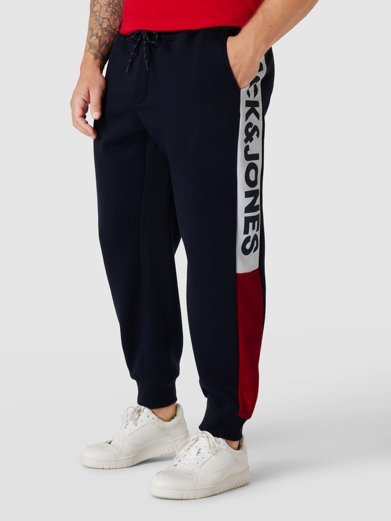 PLUS SIZE Sweatpants mit Label-Details Modell 'Will' in marineblau