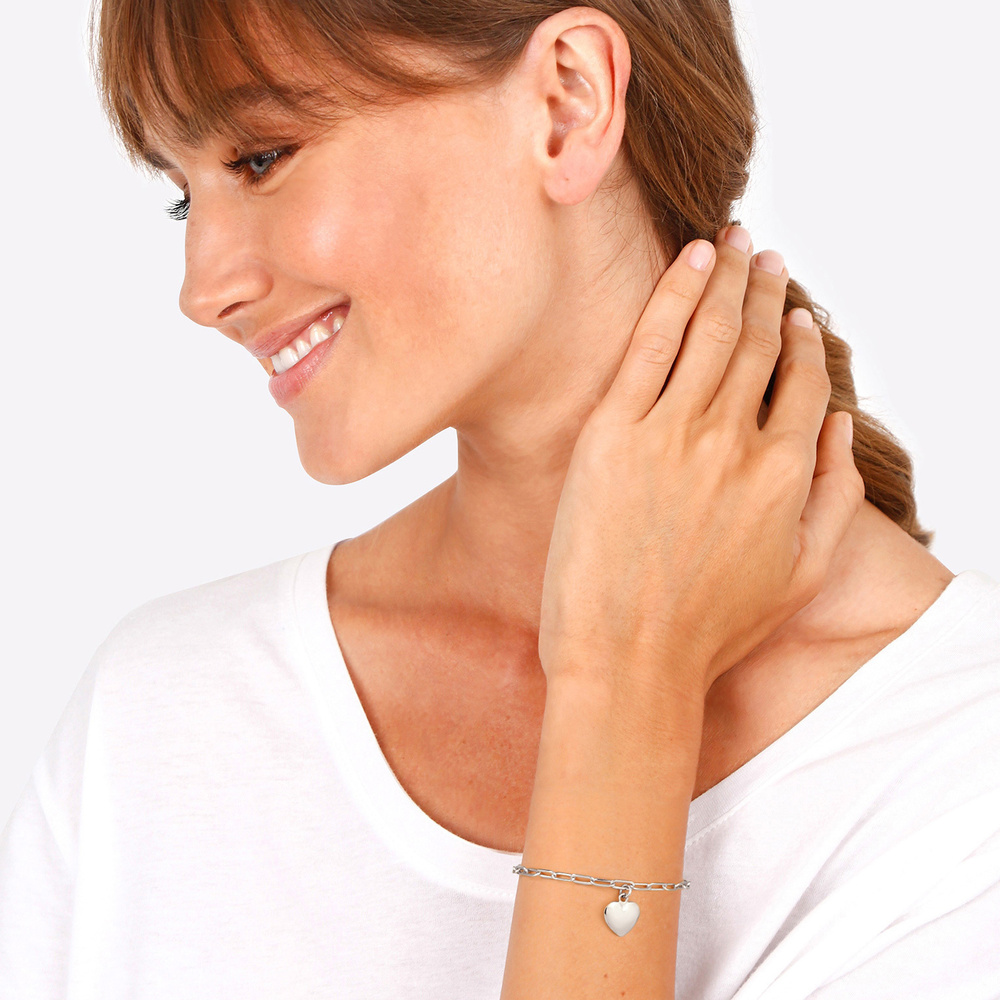Elli Elli Bracelet Tendance ovale de Ladies Heart Love Links en argent sterling 925 Bracelet
