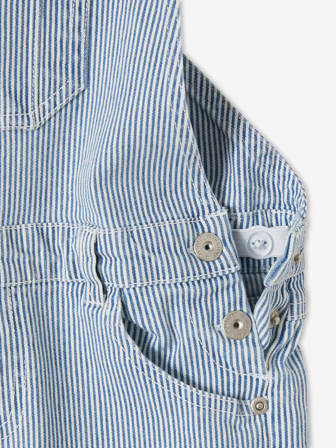 Vertbaudet Mädchen Latzshorts mit Volants Oeko-Tex - blau/weiß gestreift