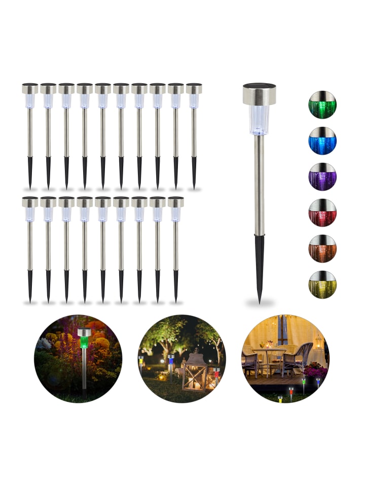 relaxdays 20x Solarleuchte in Silber günstig kaufen onesize