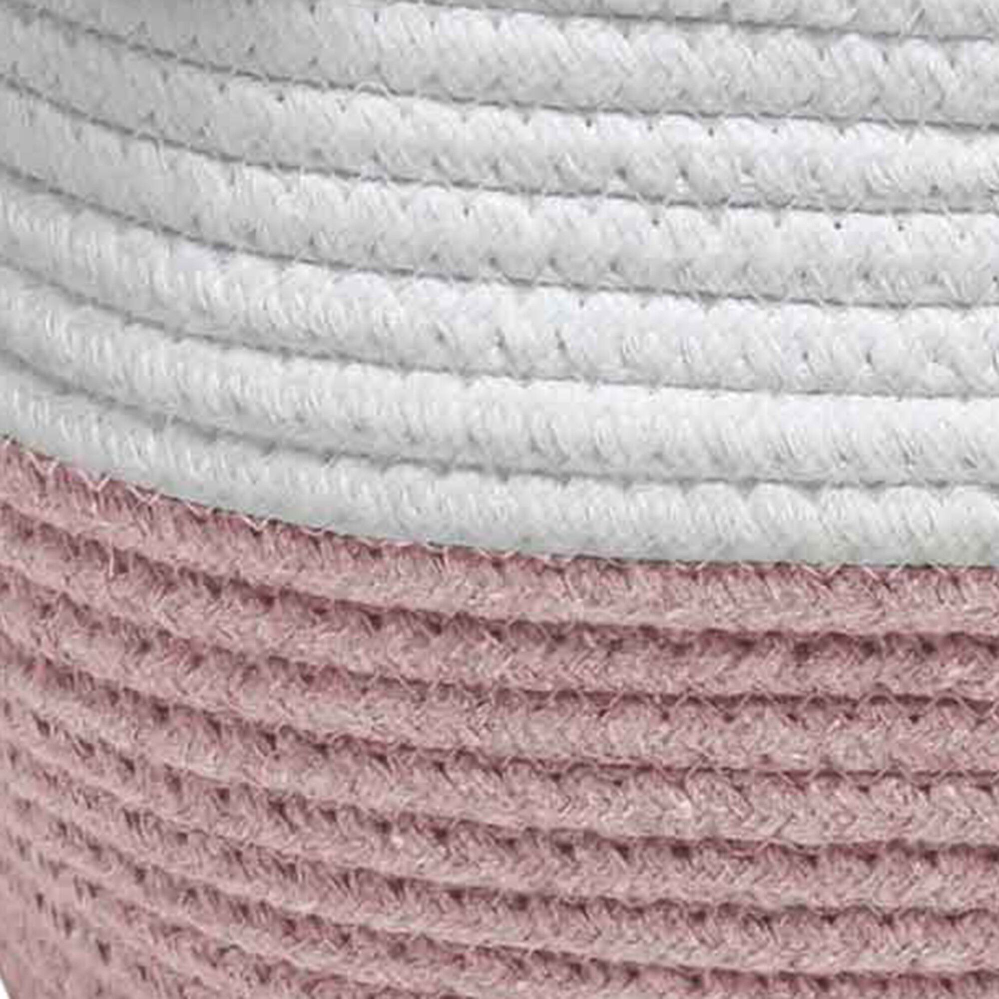 Panier de rangement déco à pompons Suzy rose/blanc