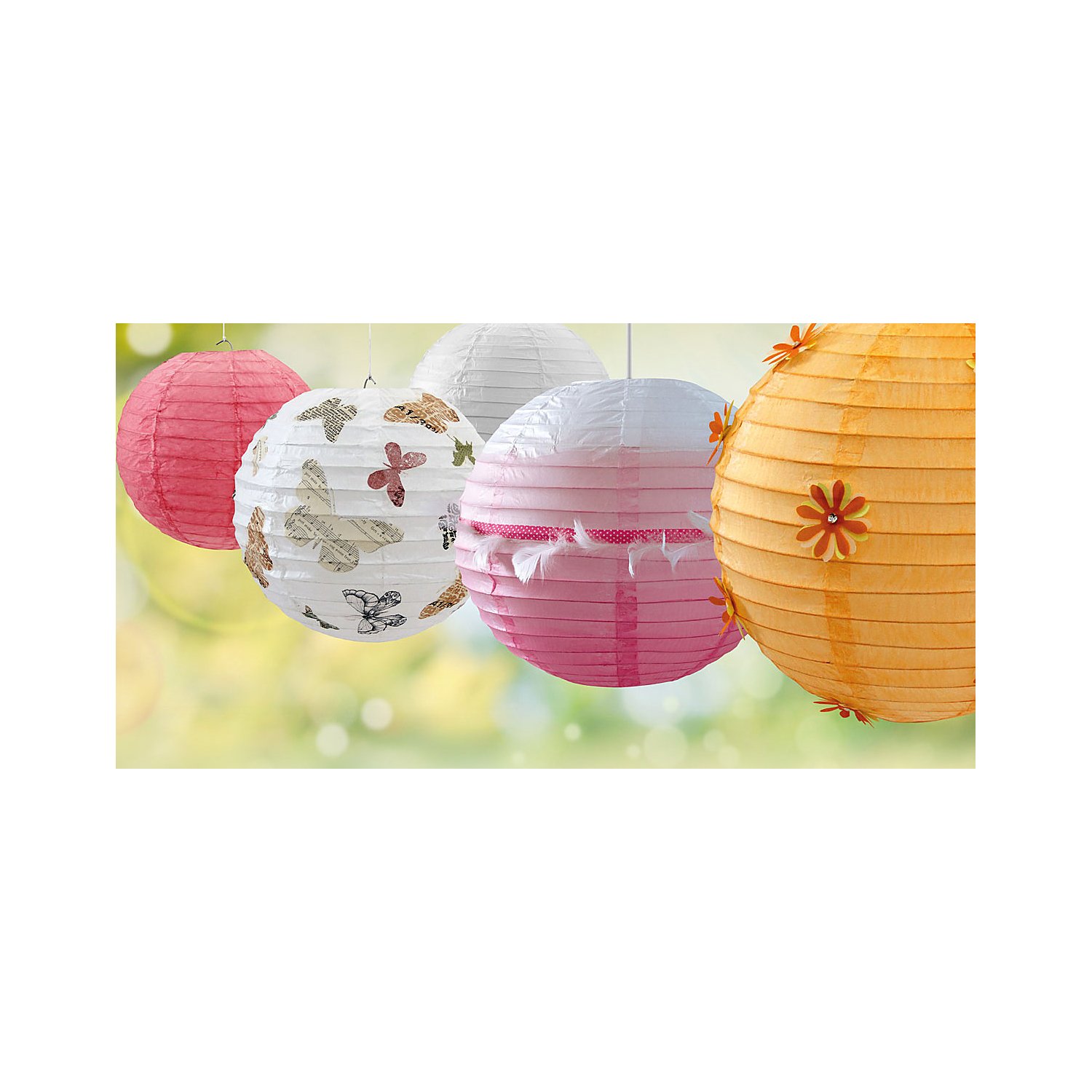 Papierlampions, 2 Stück, 20 cm Ø, weiß