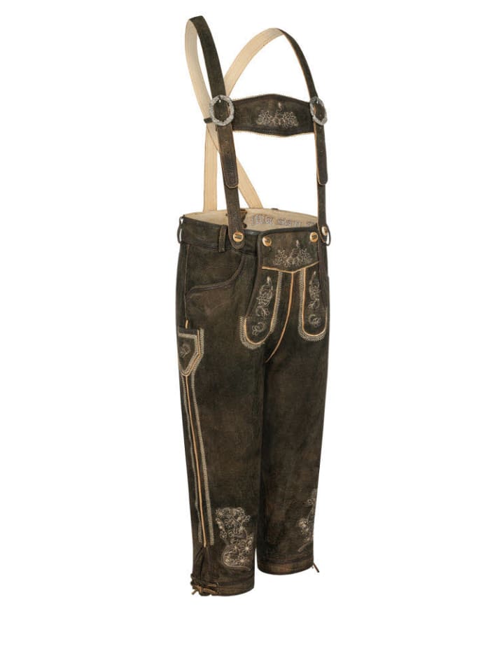Nübler Lederhose Kniebund Theobald Leo in Dunkelbraun günstig kaufen