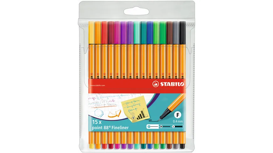 STABILO® Fineliner - STABILO point 88 - 15er Pack - Standardfarben sortiert