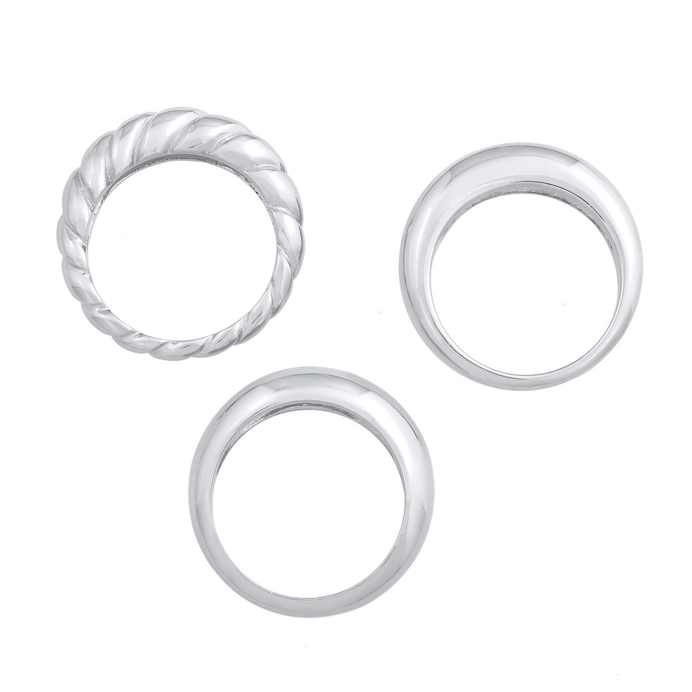 Elli PREMIUM Elli PREMIUM Bague Femmes Ensemble Basique Torsadé en Argent Sterling 925 Rhodié Bague