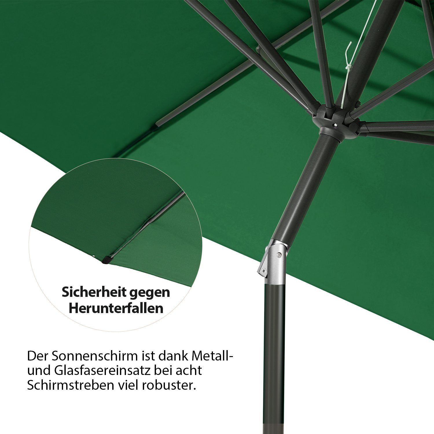 Sekey Sonnenschirm 270cm Gartenschirm knickbar Marktschirm mit Kurbelmechanismus, UPF 50+, LxB: 235,00x271,00 cm