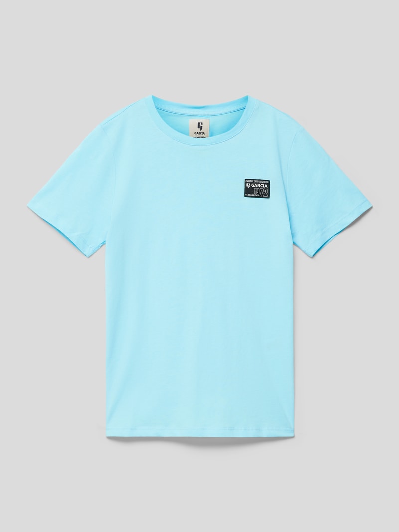 T-Shirt mit Label-Patch in blau