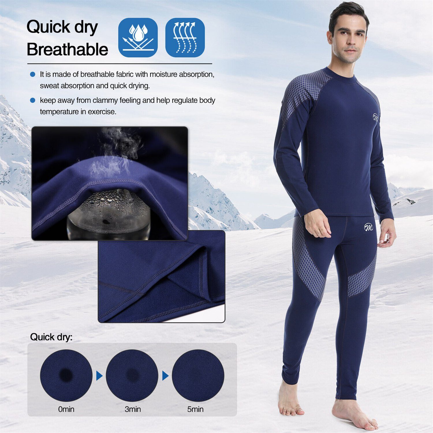 MEETYOO Thermounterhemd Herren Thermo Unterwäsche Set Skiunterwäsche (Funktionsunterwäsche Sportunterwäsche, Lang Thermohemd & Thermohose) Atmungsaktiv Thermisch
