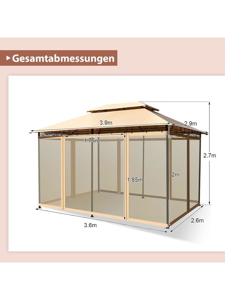 COSTWAY Pavillon Metall 3x4m in Braun günstig kaufen onesize