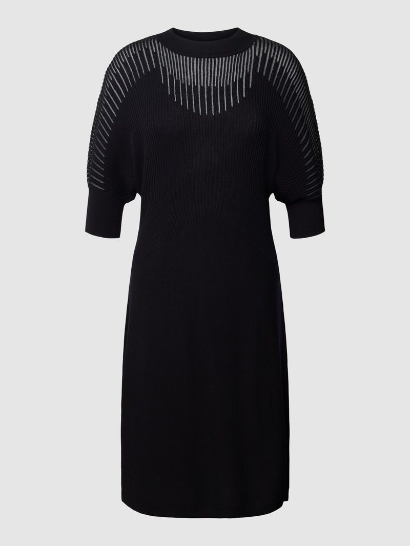 Knielanges Strickkleid mit Effektgarn in schwarz