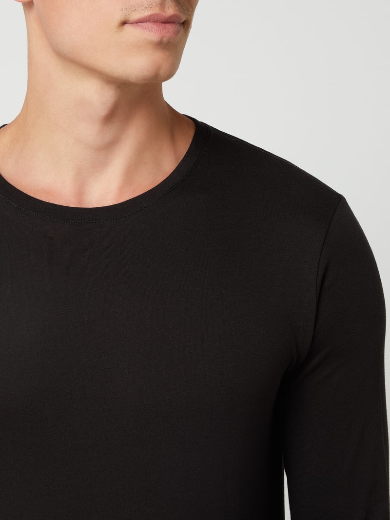 Body Fit Longsleeve aus Pima-Baumwolle im 2er-Pack in schwarz