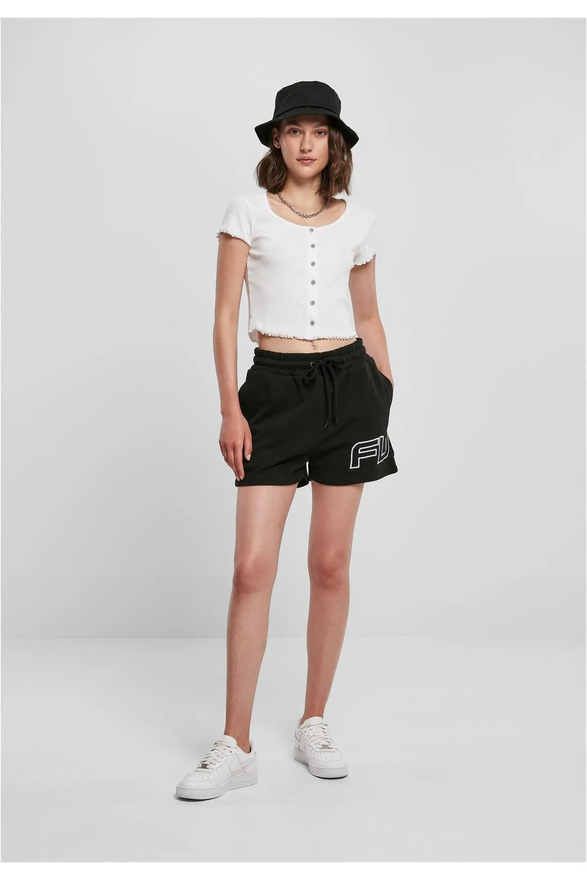 FUBU  Damen FW222-018-2, Corporate Sweat Shorts schwarz