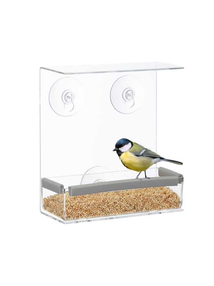 relaxdays Vogelfutterhaus in Transparent - (B)15 x (H)16,5 x (T)7,5 cm günstig kaufen onesize