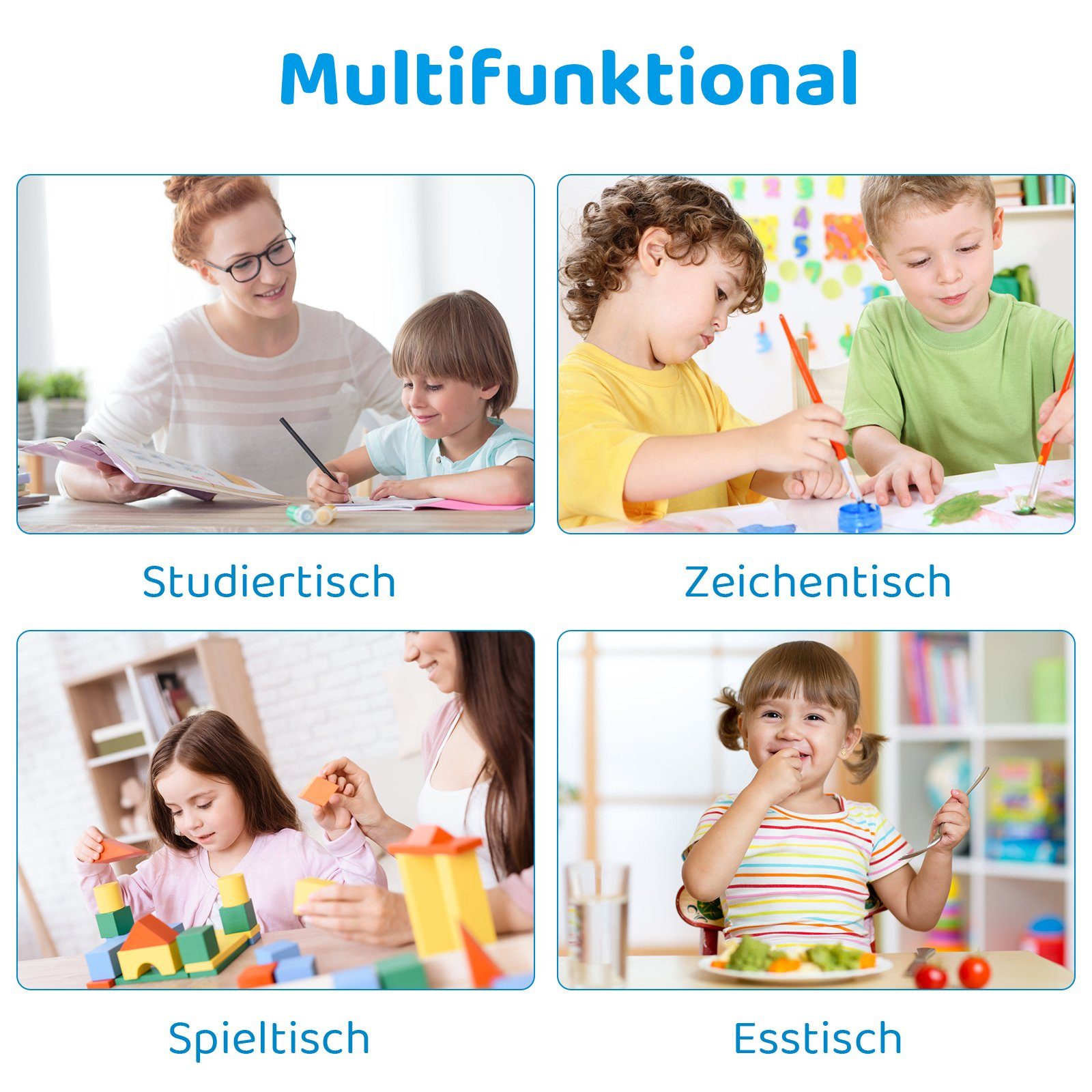 TLGREEN Kindersitzgruppe Plastik Kindermöbel, (5-tlg), Kindertisch mit 4 Stühlen Höhenverstellbar