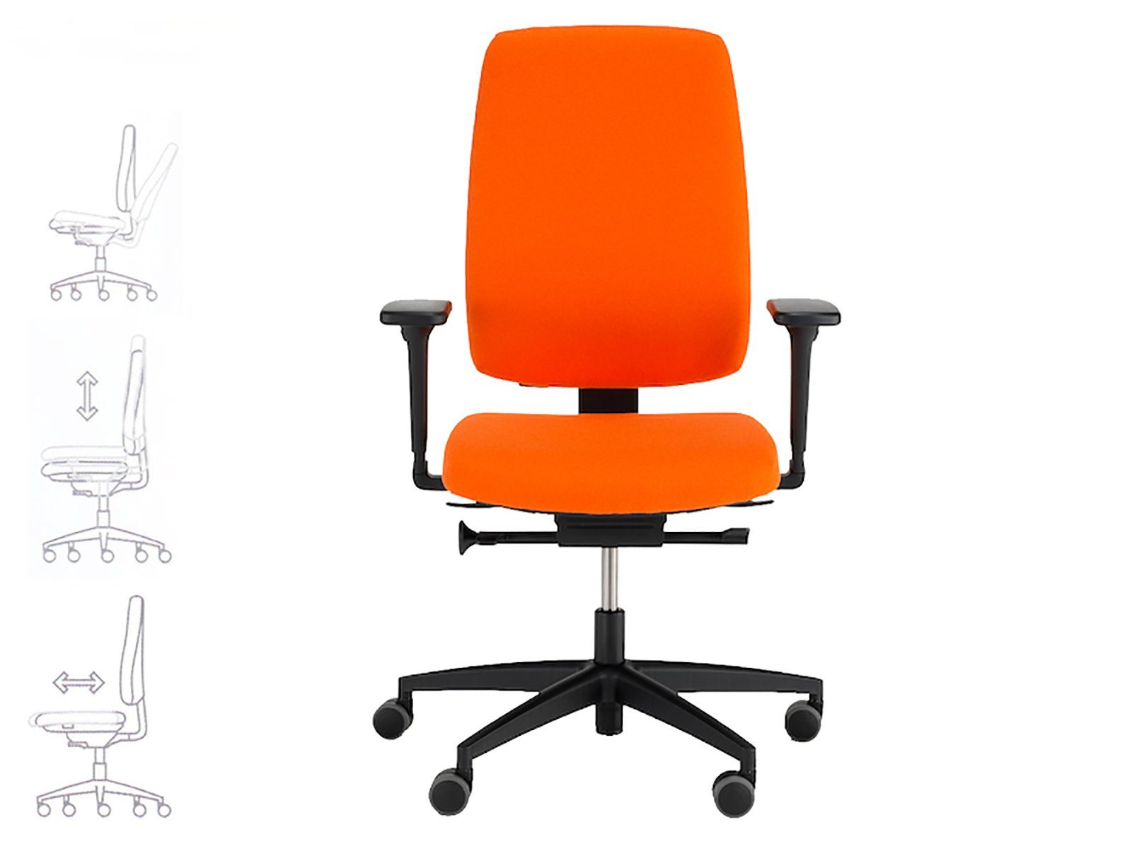 Mauser Sitzkultur Schreibtischstuhl, Ergonomisch-er Bürostuhl Orange, moderner hochwertiger Armlehnenstuhl
