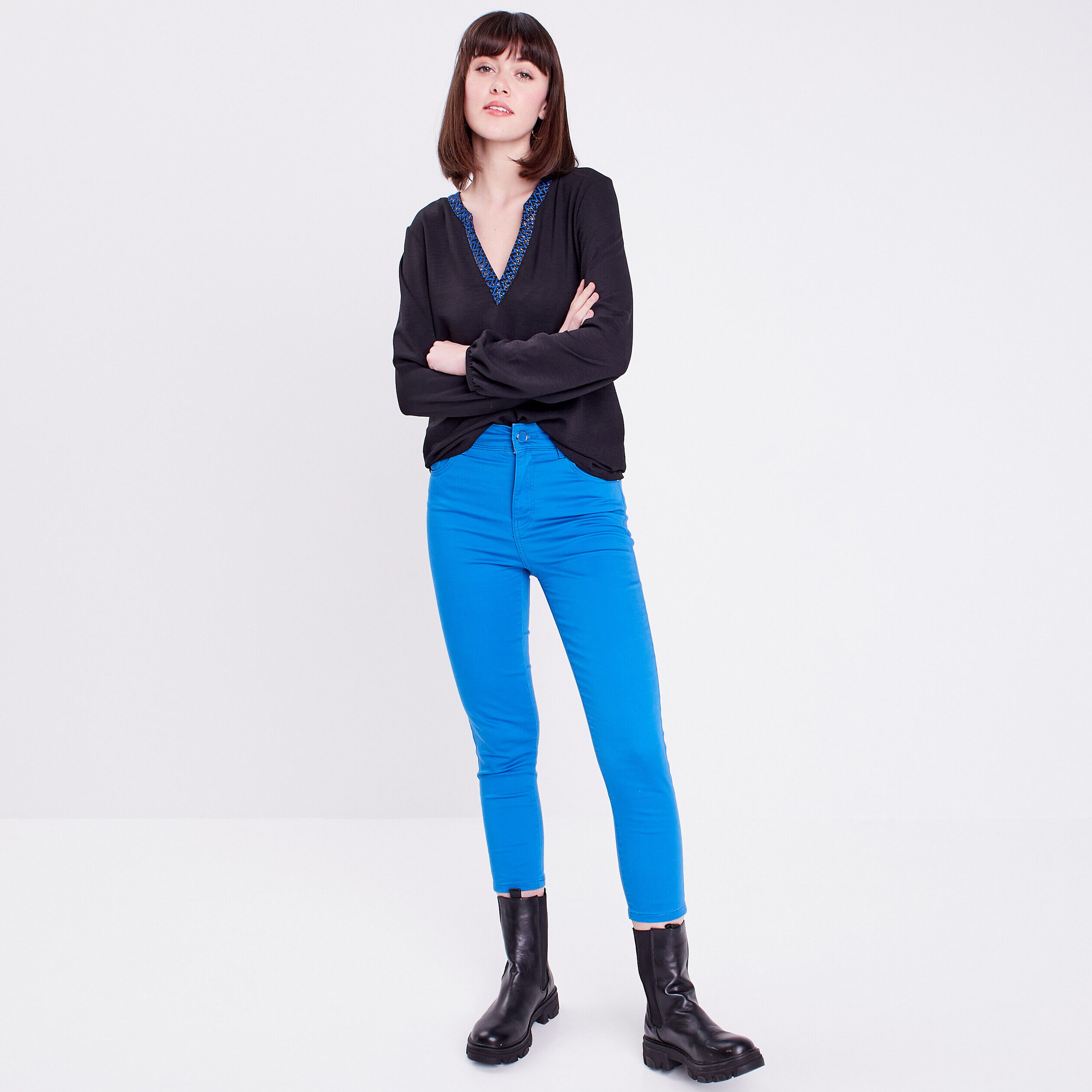 Blouse manches longues noir femme | Cache Cache