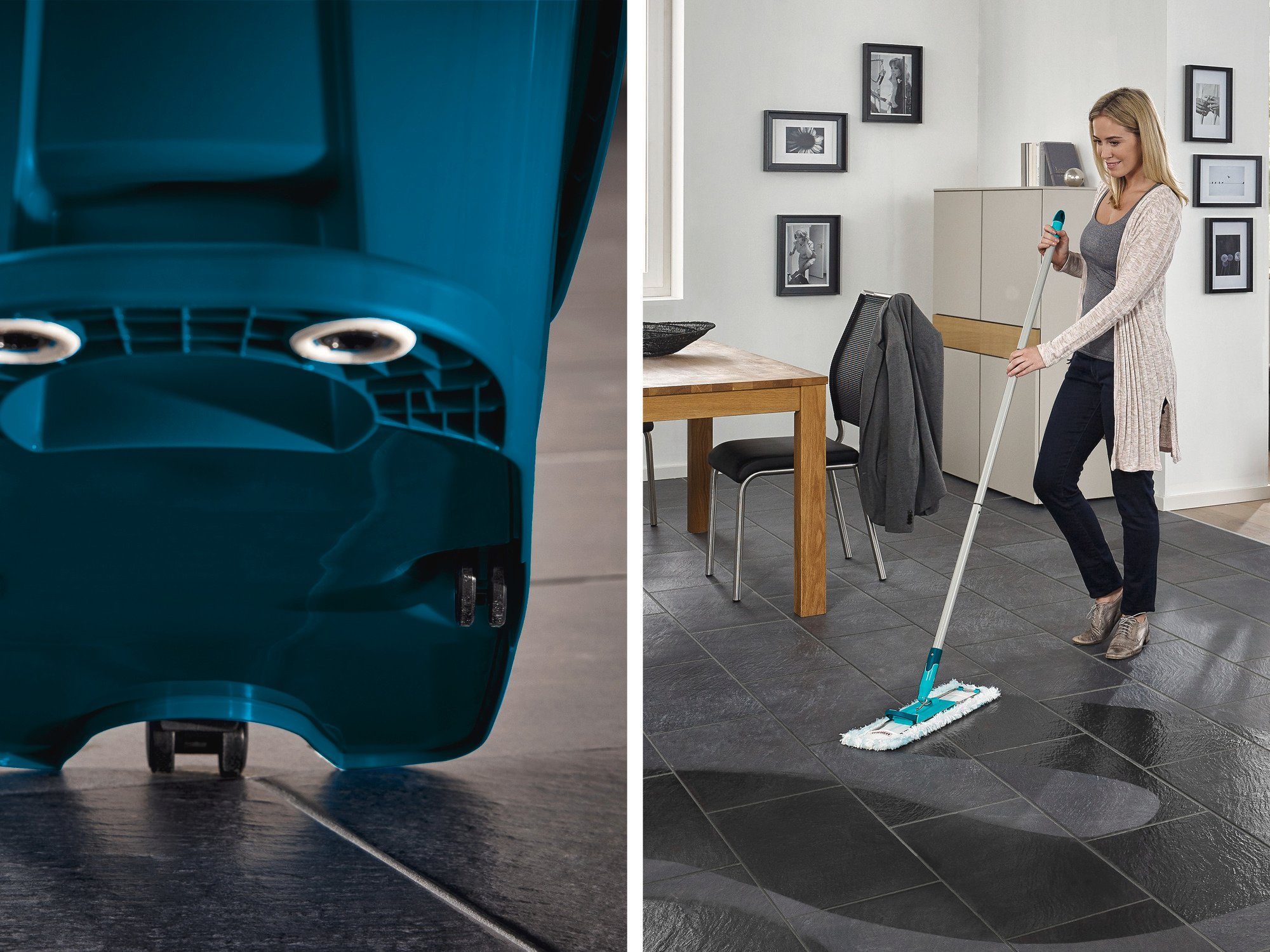 Leifheit Wischtuchpresse Set Wischtuchpresse Profi XL mit Rollen, Bodenwischer mit micro duo