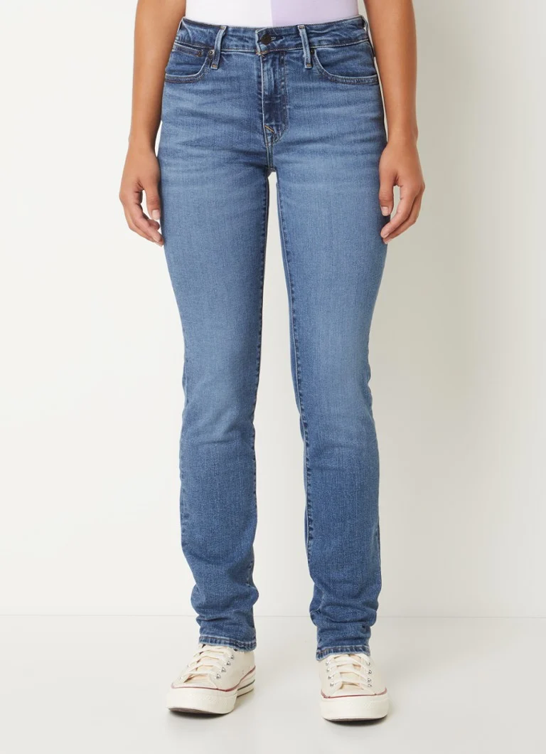 Blugi Levi's 712 cu talie medie, croială slim, într-o nuanță închisă