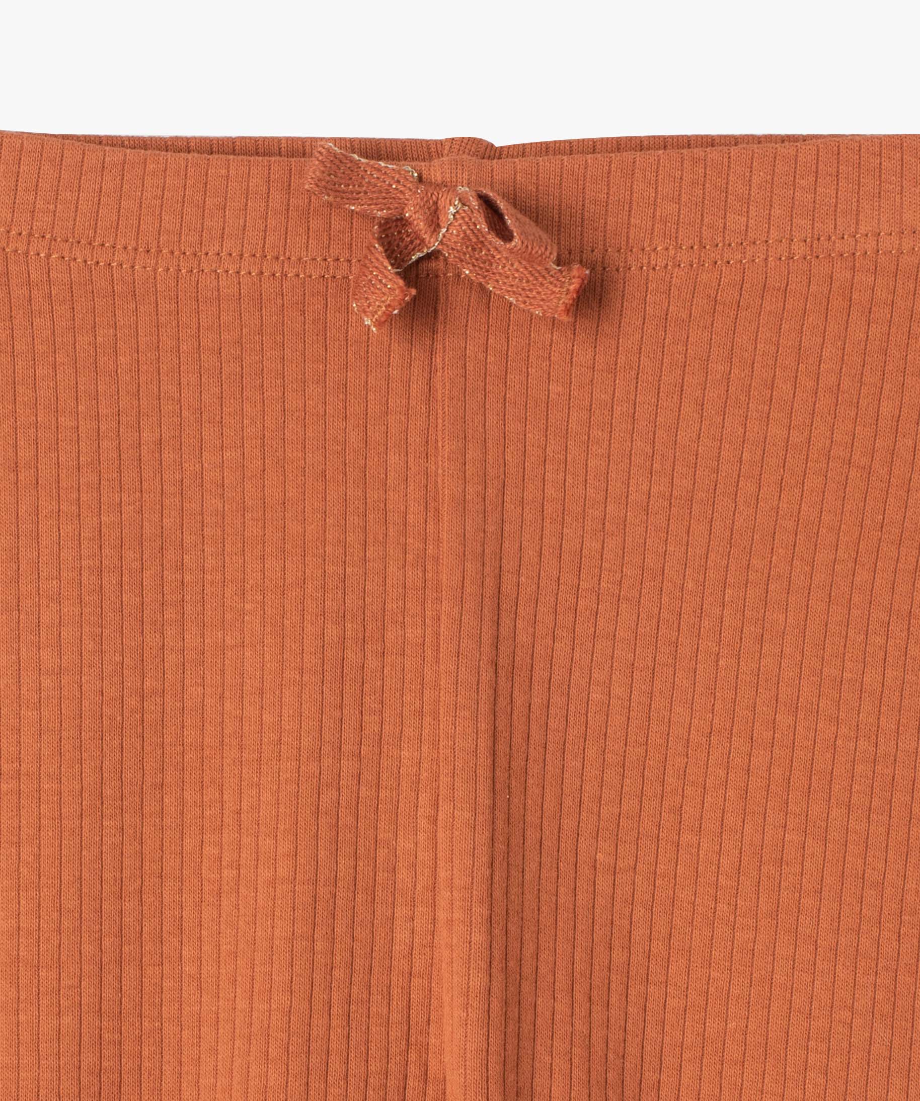 Legging fille à ctes et n?ud pailleté à la taille marron | GEMO