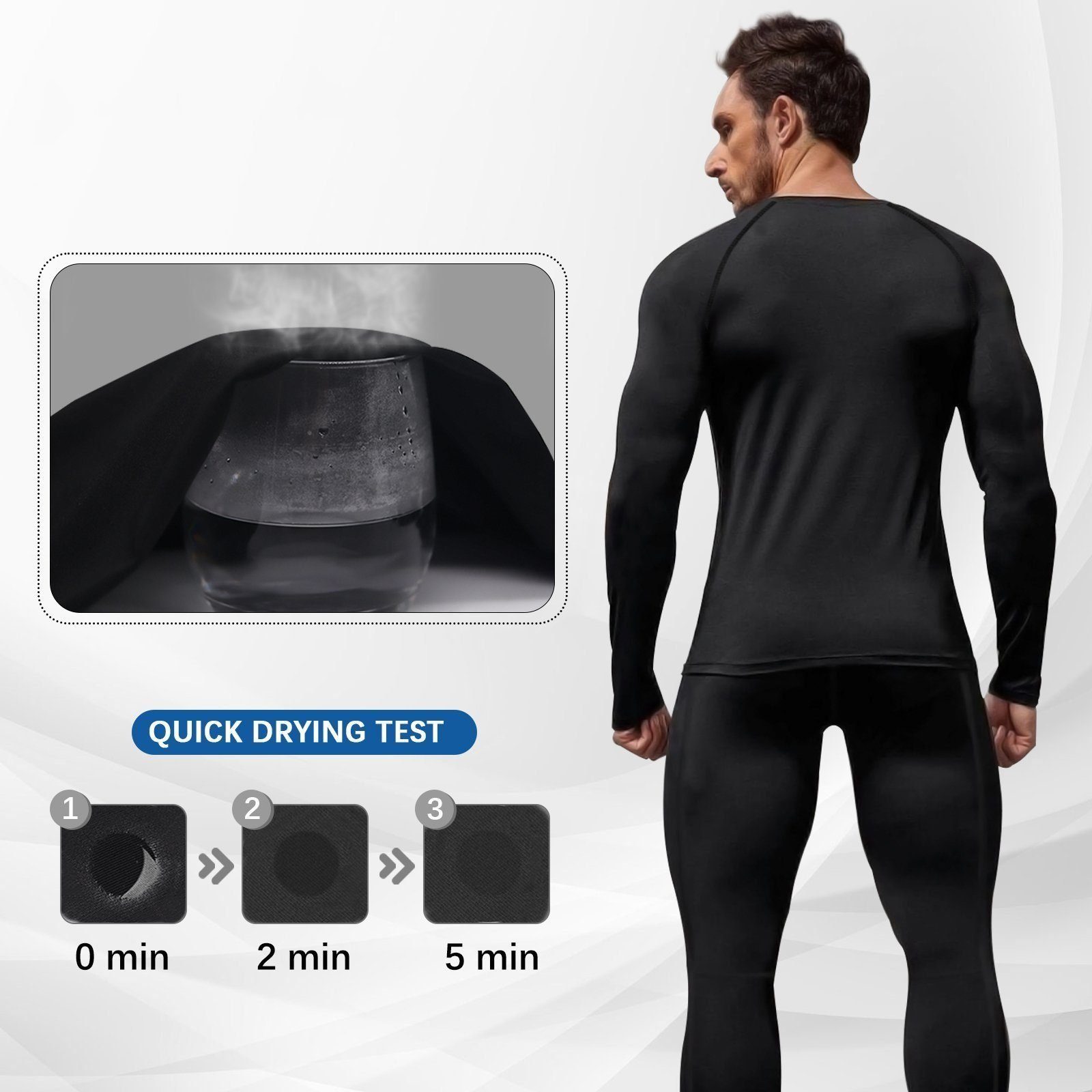 MEETYOO Trainingsanzug Herren Funktionsshirt Trainingsanzug (Kapuzenpulli Langarmshirt T-Shirt Laufhose, 5er-Pack, Trainingsshirt Laufanzug), Kompressionsshirt Shorts Laufhose,Fitness,Sport