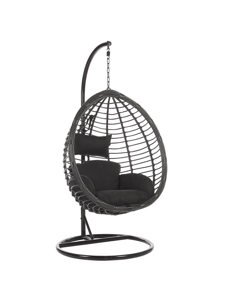 Beliani Hängesessel TOLLO in Schwarz - (W) 100 x (H) 199 x (L) 97 cm günstig kaufen onesize
