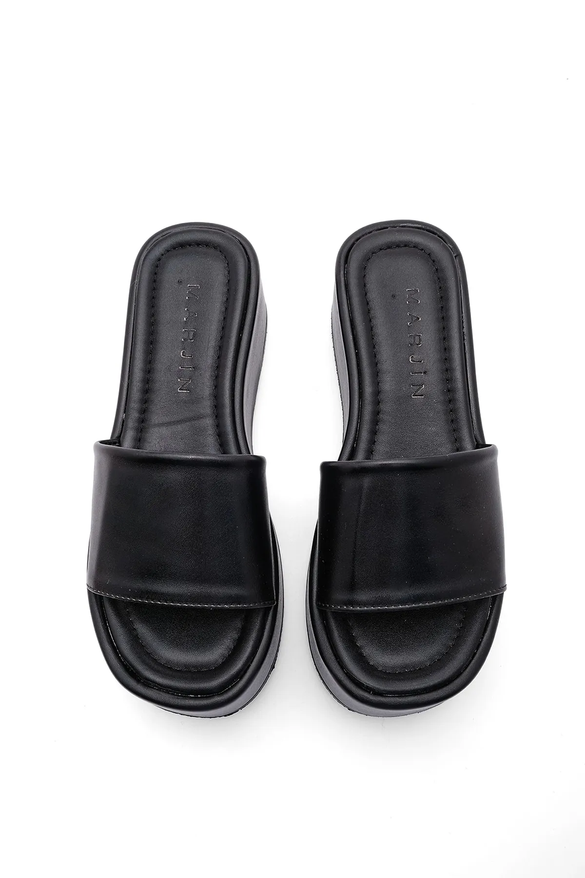 Marjin  Damen Daily Metallic Slipper mit Keilabsatz Devos schwarz