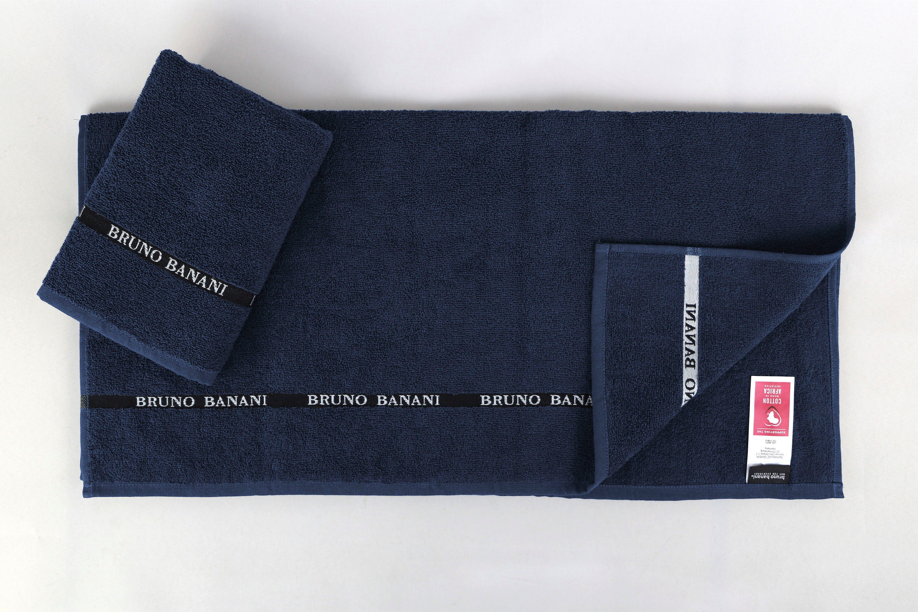 Bruno Banani Handtuch Set Danny, Walkfrottier, (Set, 6-tlg), mit Logostreifen, einfarbiges Handtuch-Set aus 100% Baumwolle