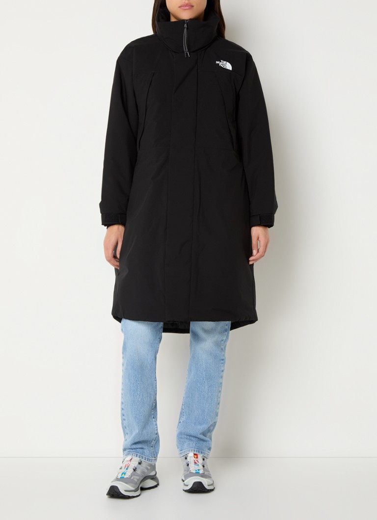 The North Face polsterēta parka ar rāvējslēdzēja kabatām un saliekamu kapuci