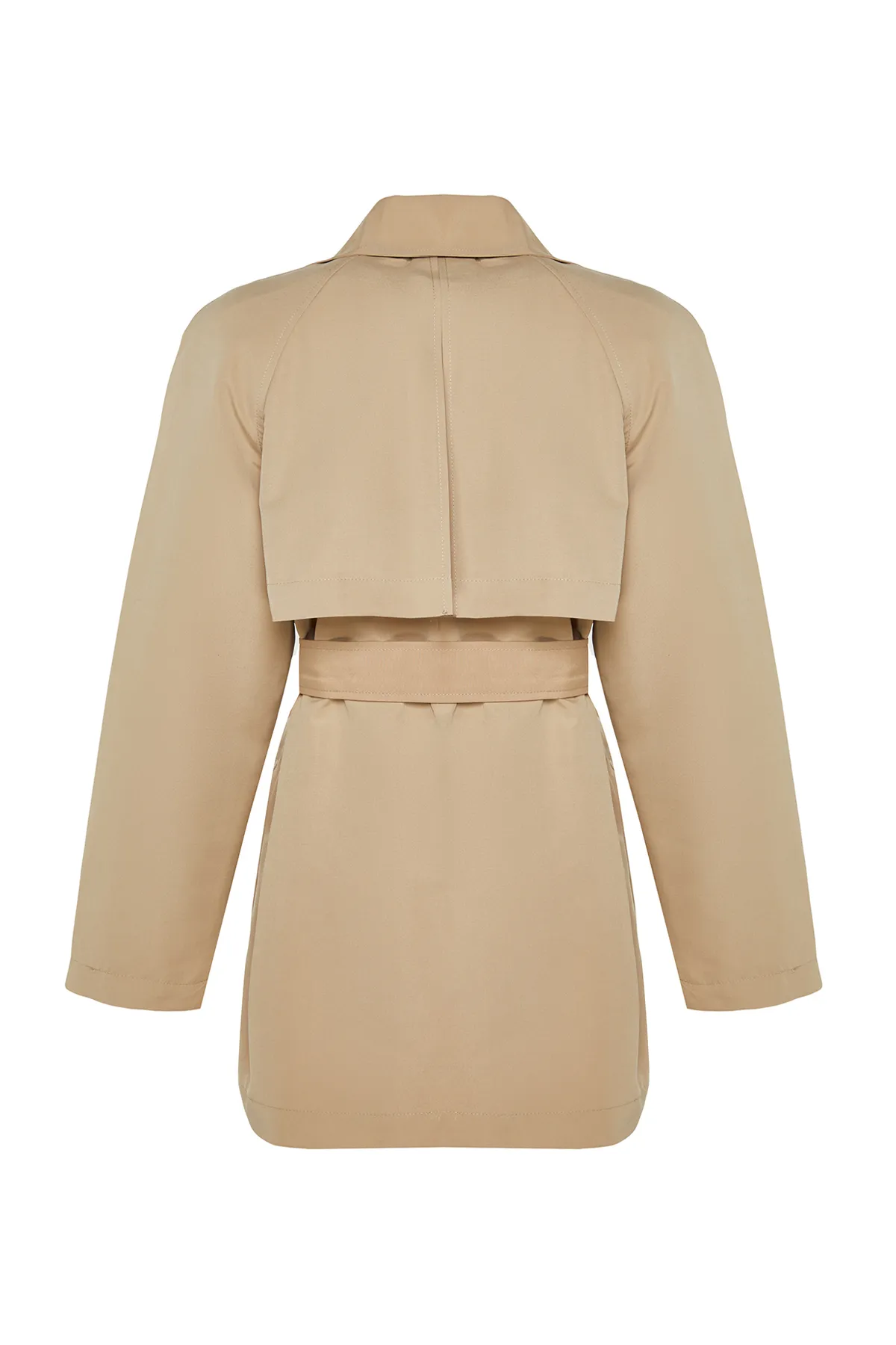 Trendyol Collection  Beiger Oversize-Trenchcoat mit weitem Schnitt und Gürtel TWOAW24TR00022