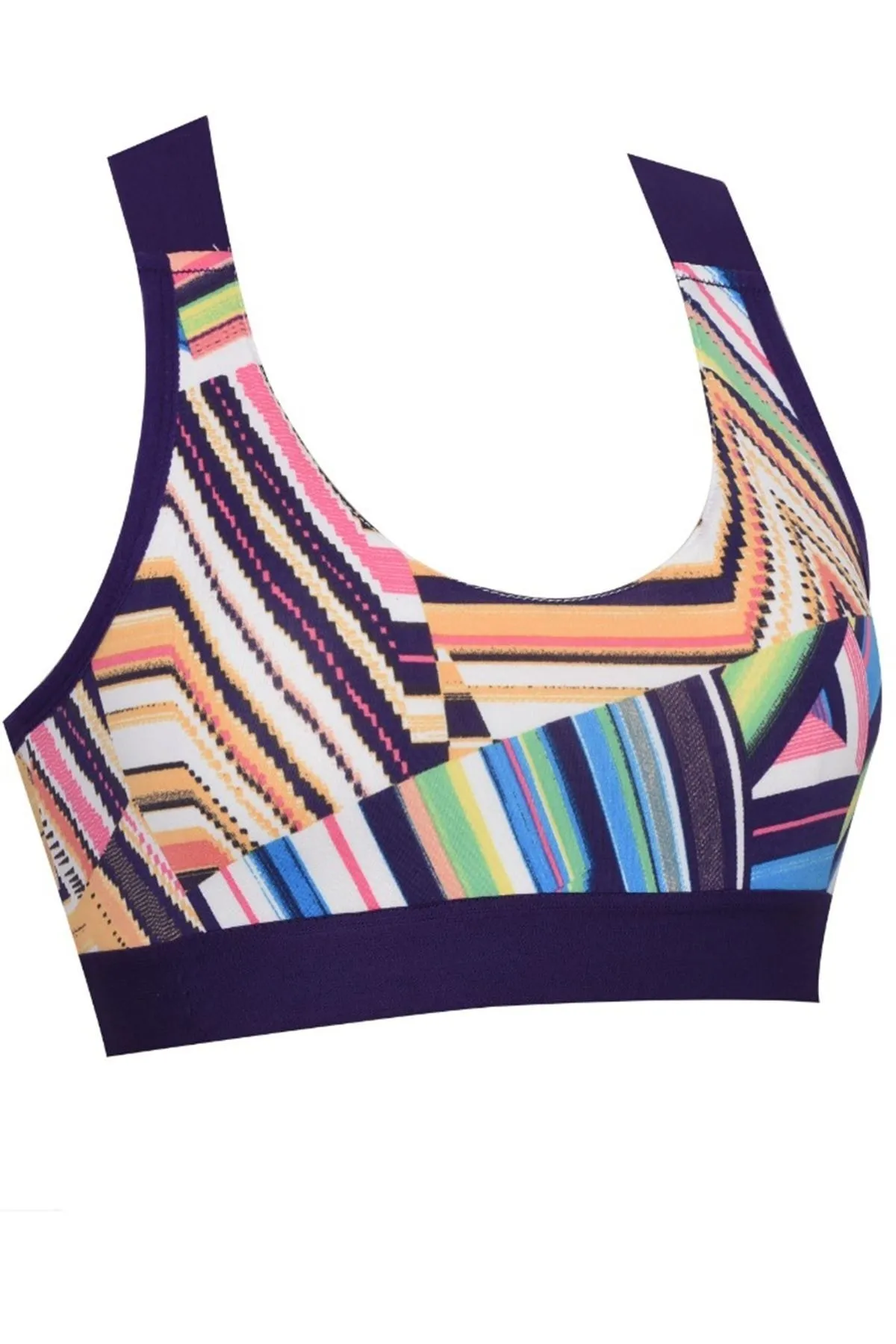 Nicoletta  Mixed-39 Damen-BH, schwammunterstützt, Sport-Bustier, gemustert, Fitness