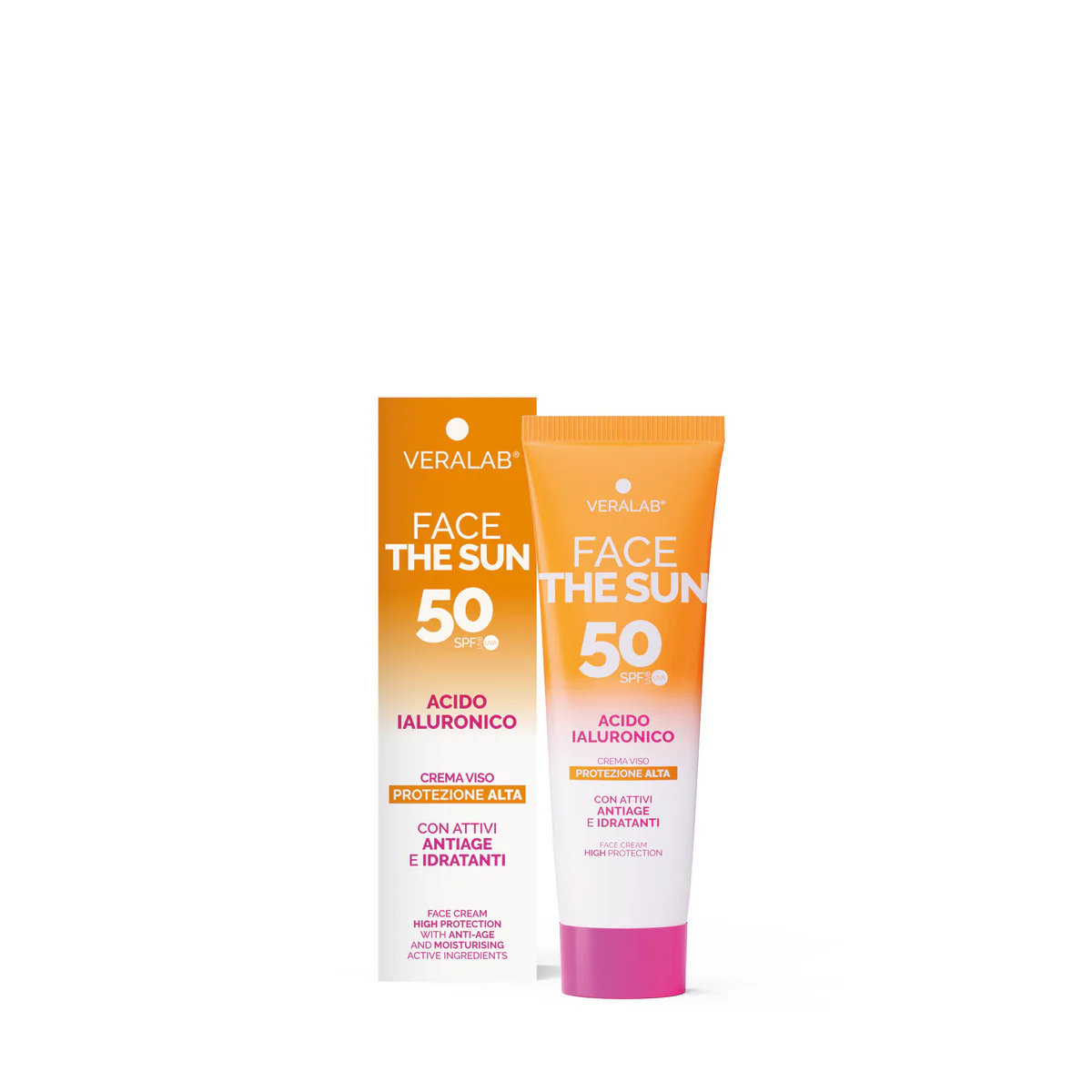 Productos solares FACE THE SUN ÁCIDO HIALURÓNICO - Crema facial SPF50 con ingredientes activos antiedad e hidratantes - Protector solar facial de alta protección.