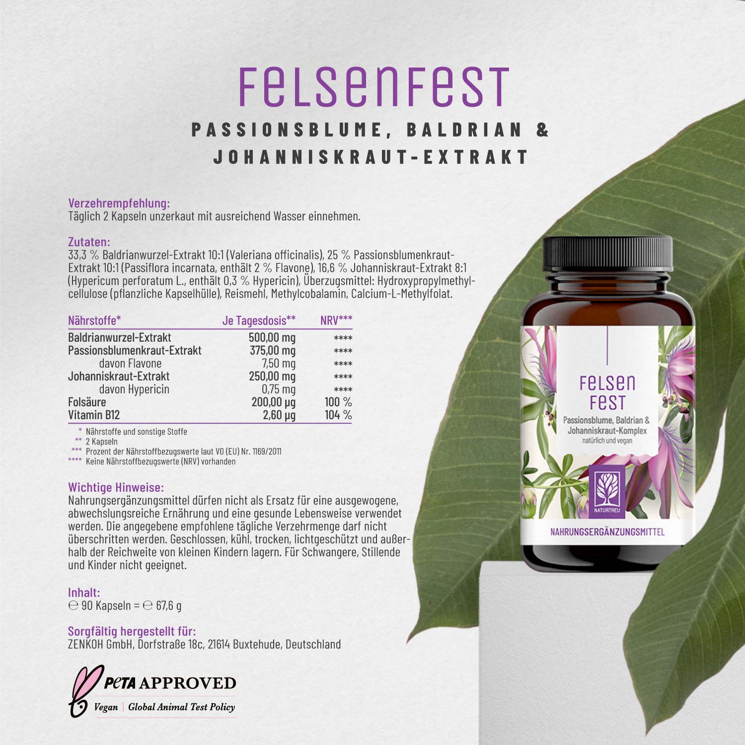 Johanniskraut Baldrian Passionsblume Komplex - Felsenfest - NATURTREU®