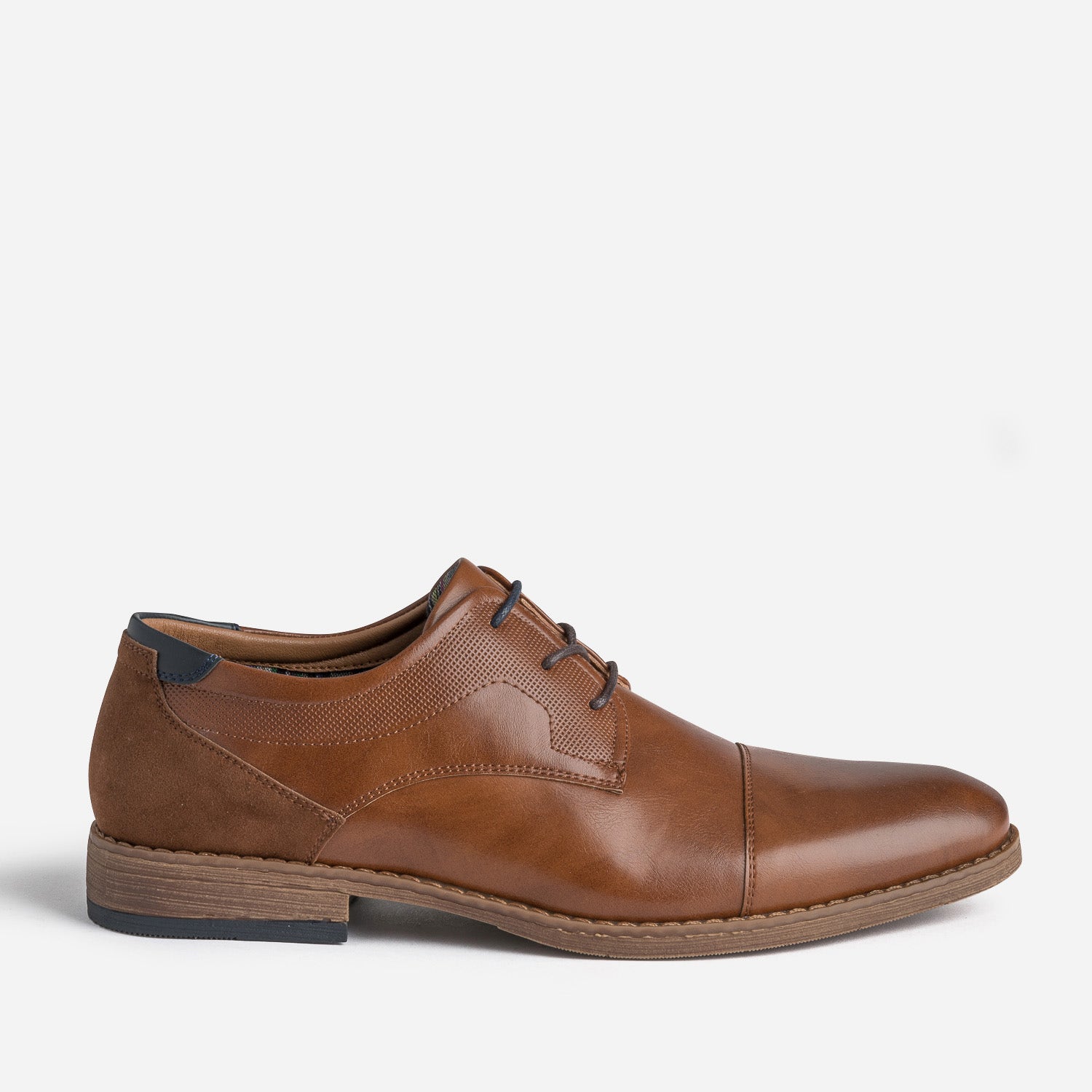 Derby cognac en cuir embossé