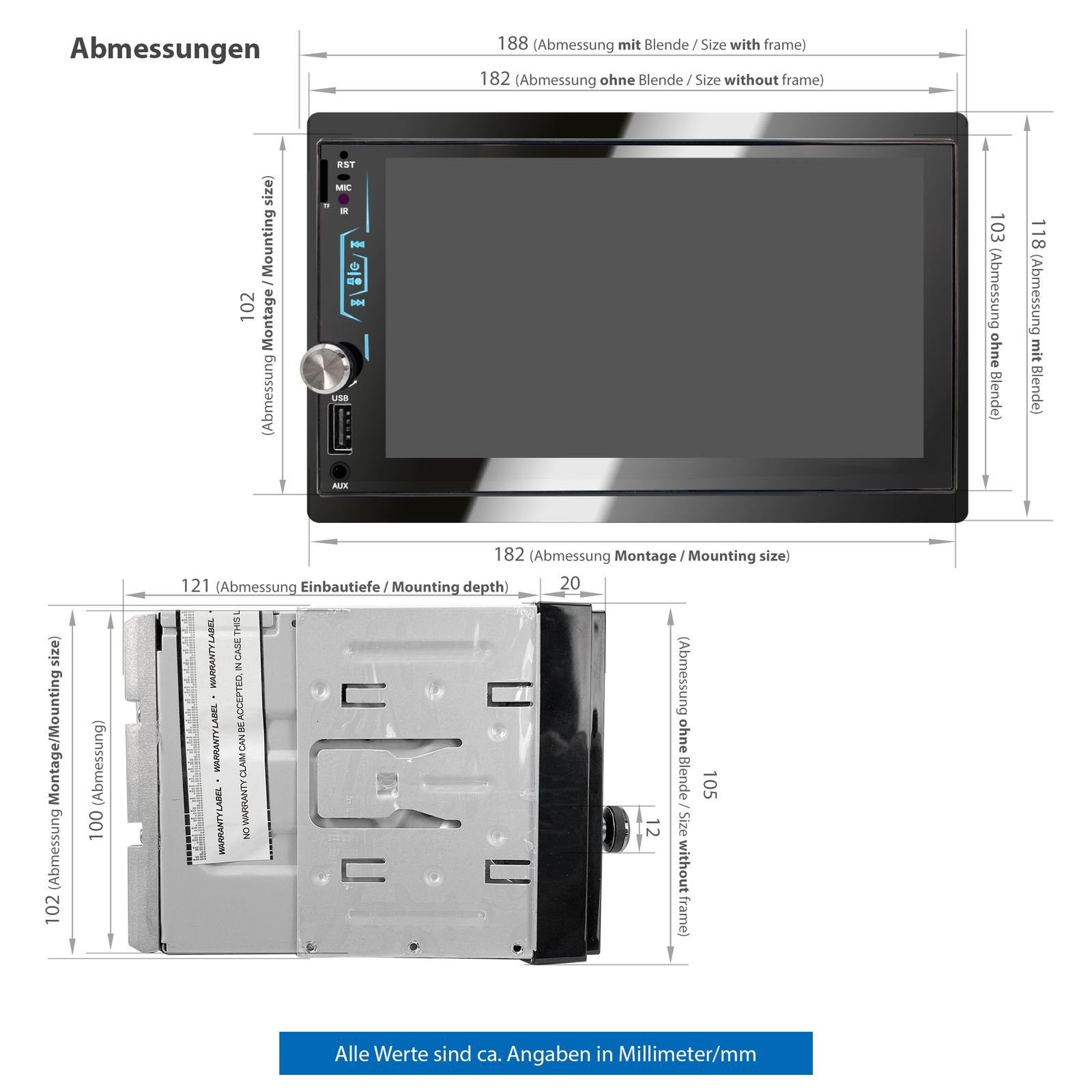 XOMAX XM-2V783 Autoradio mit 7 Zoll Bildschirm, Bluetooth, USB, SD, 2 DIN Autoradio