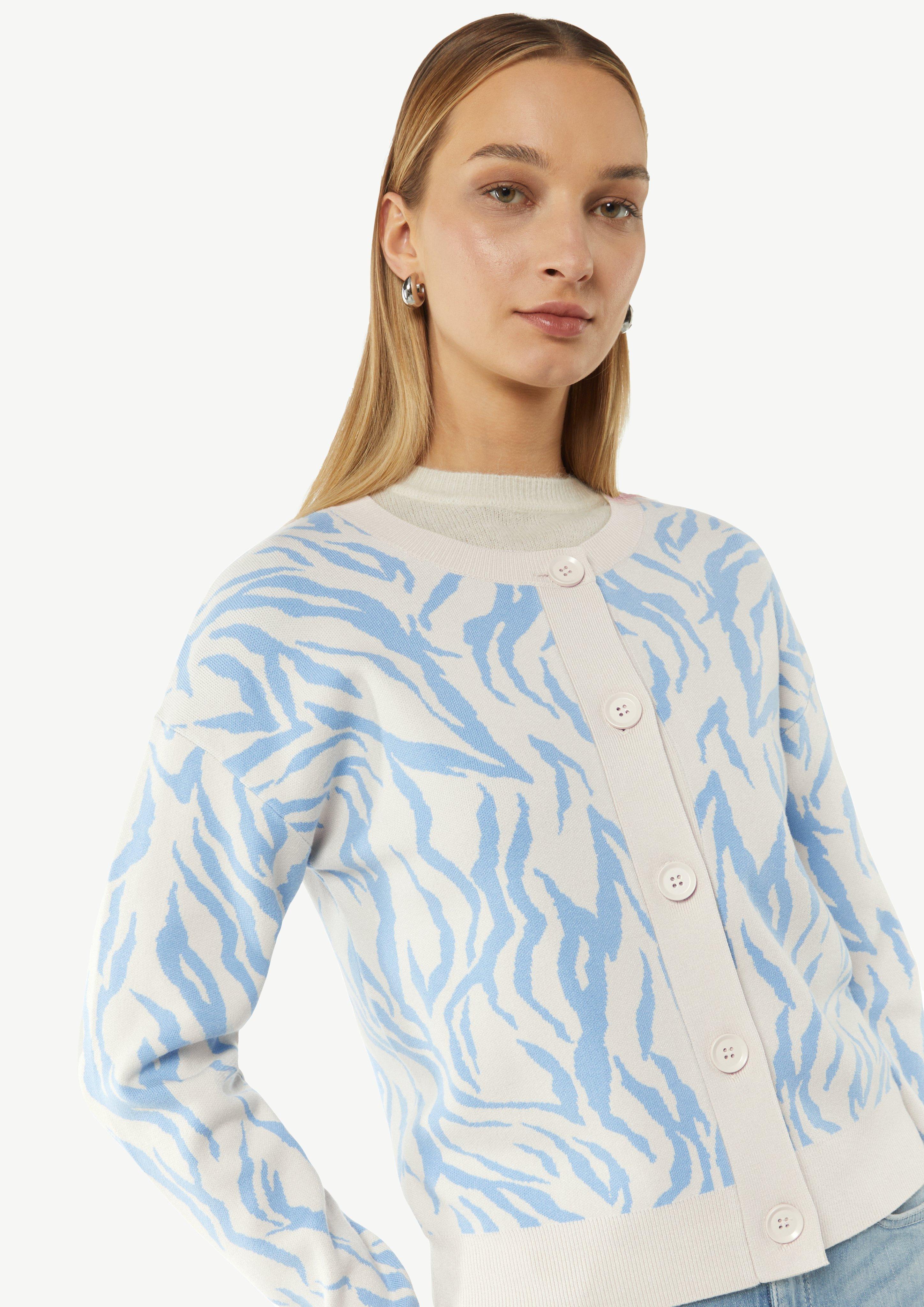 Strickjacke mit Jacquard-Muster - himmelblau