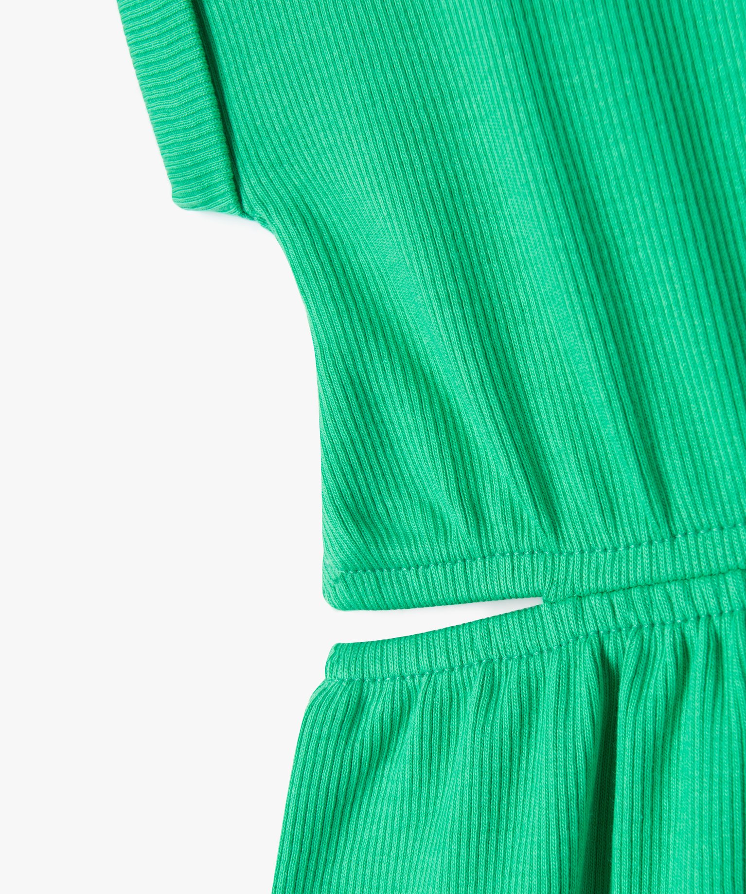 Robe en maille ctelée avec ouvertures à la taille fille ... vert | GEMO