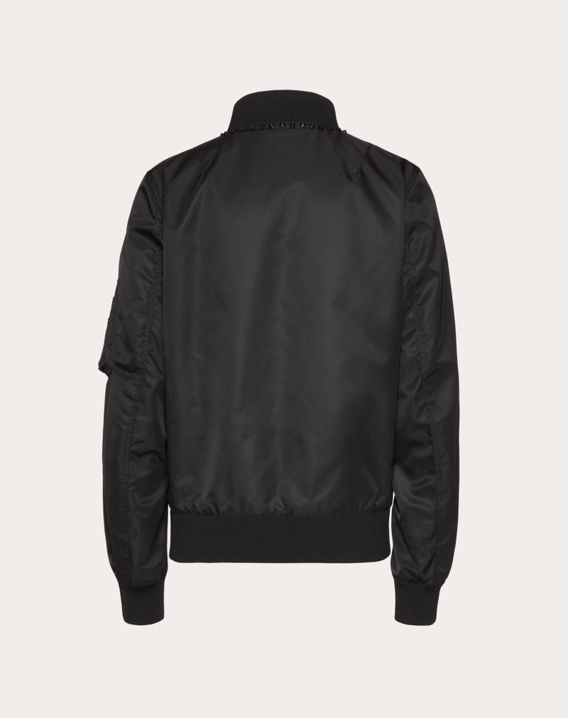 Jaqueta bomber de nylon com tachas Untitled Rockstud na gola.