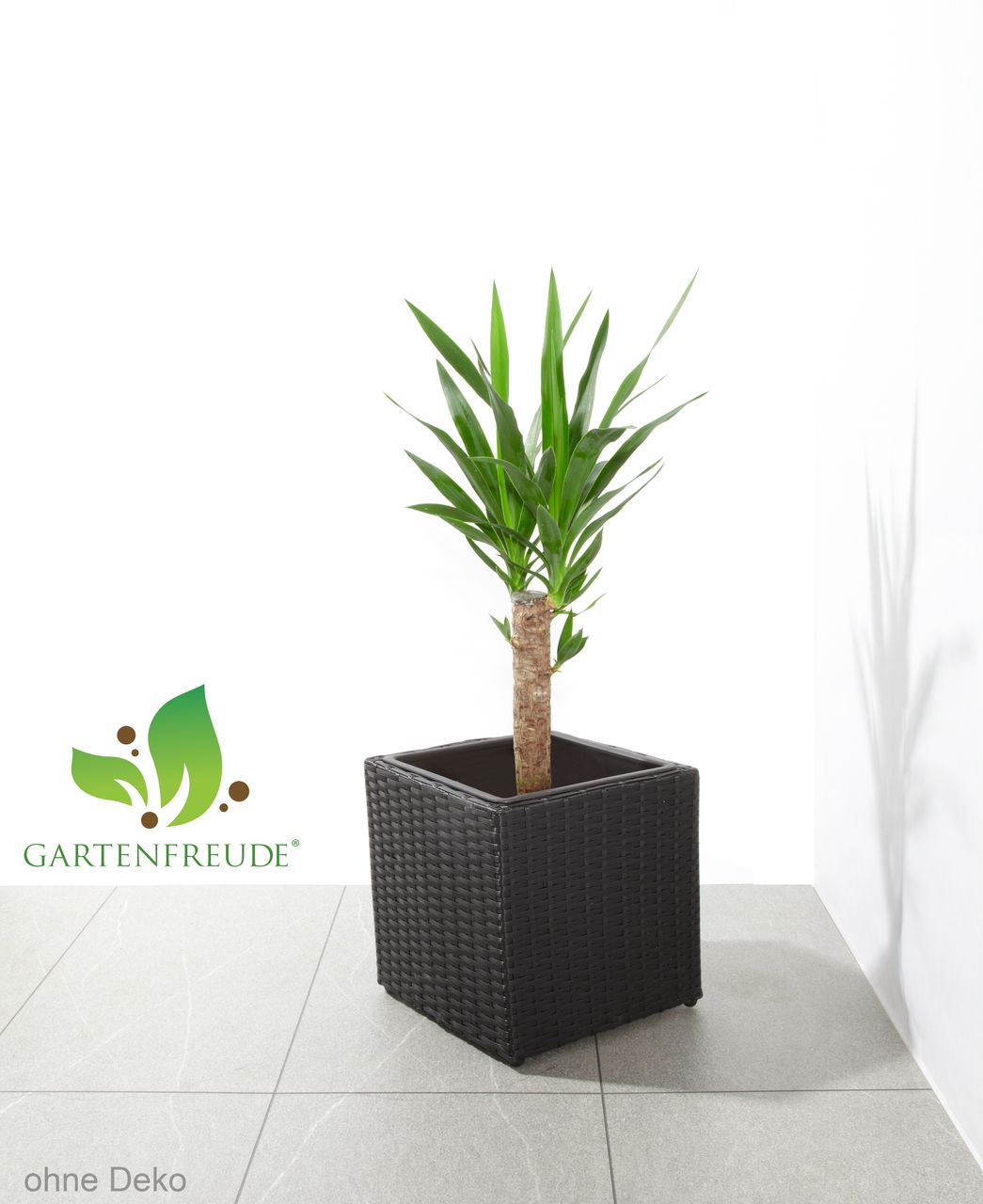 Weles Pflanzkübel Polyrattan 28 x 28 x 28 cm, für Innen und Außen, Kunststoffeinsatz, 4-Faser schwarz