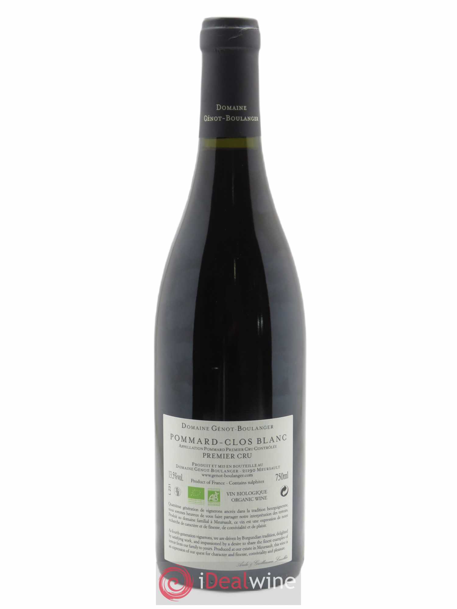 Pommard 1er Cru Clos Blanc Génot-Boulanger (Domaine)  2019 - Lot de 1 Bouteille