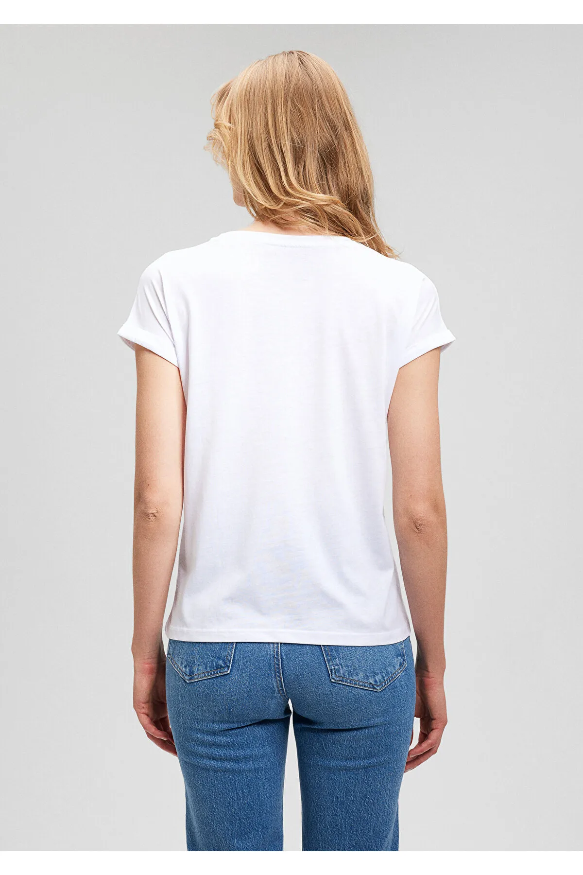 Mavi  Weißes Istanbul-T-Shirt mit Schmetterlingsdruck, schmale Passform / Slim Fit 167576-620