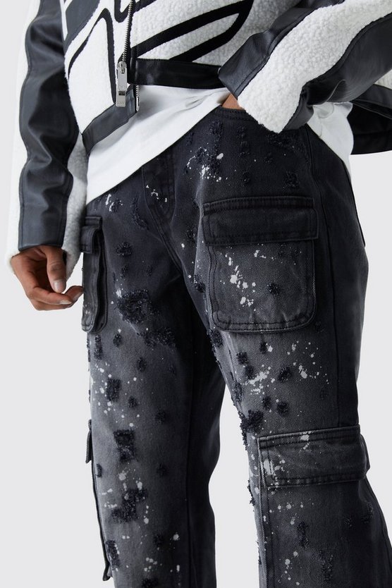Lockere zerrissene Cargo-Schlagjeans
