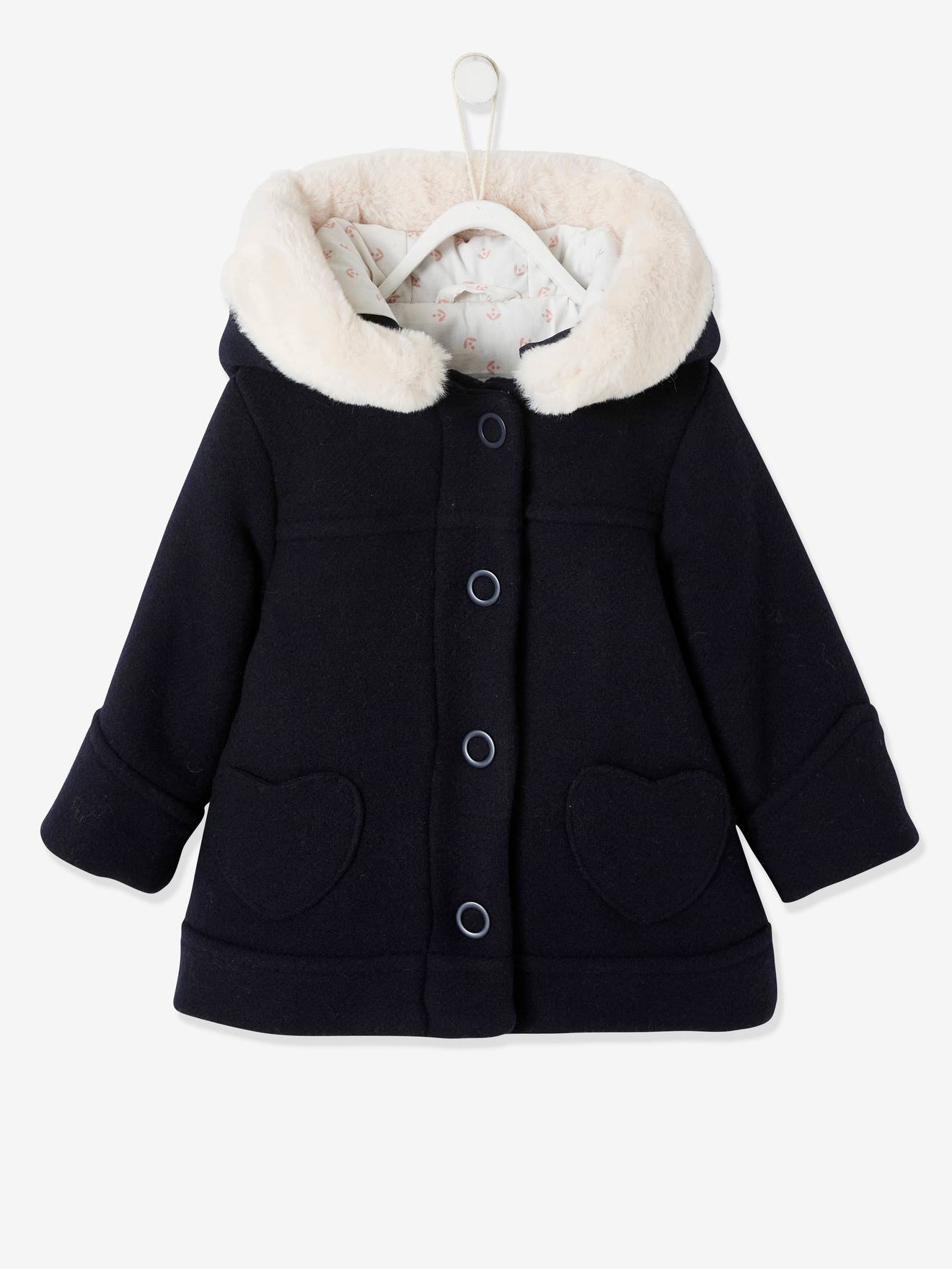 Manteau à capuche bébé fille taupe