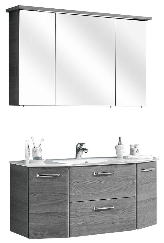 PELIPAL Badmöbel-Set Quickset 328, (2-St), Spiegelschrank inkl. LED-Beleuchtung, Waschtisch-Kombination