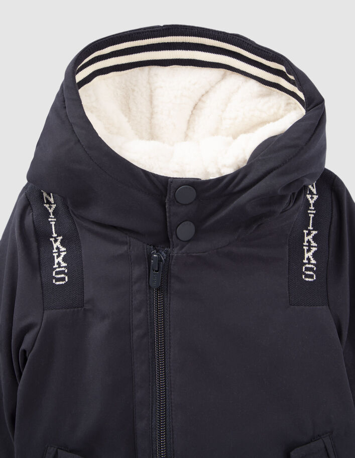 Parka marine fourrée à capuche bébé garçon