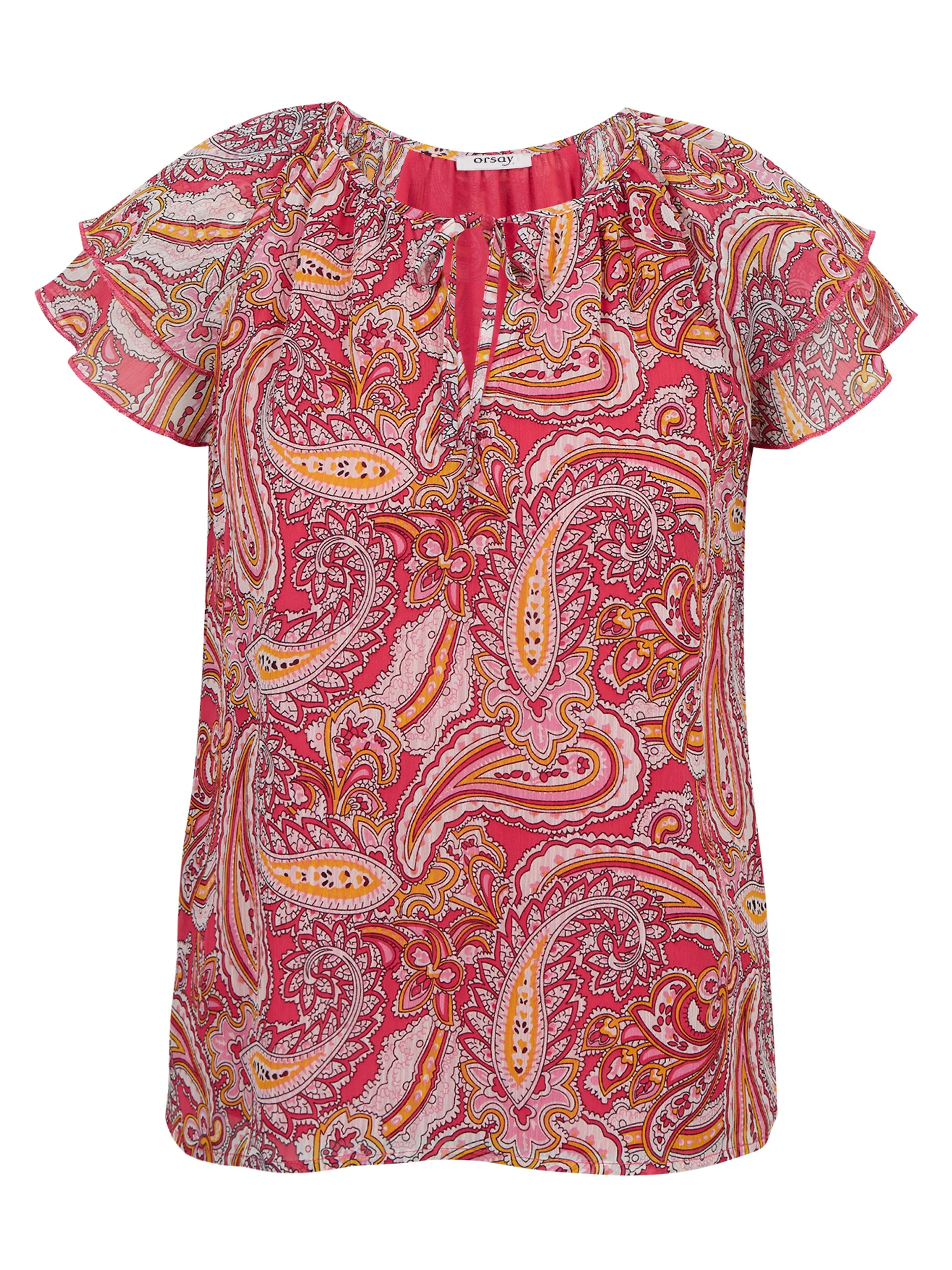 Rot und rosa gemusterte Damenbluse ORSAY