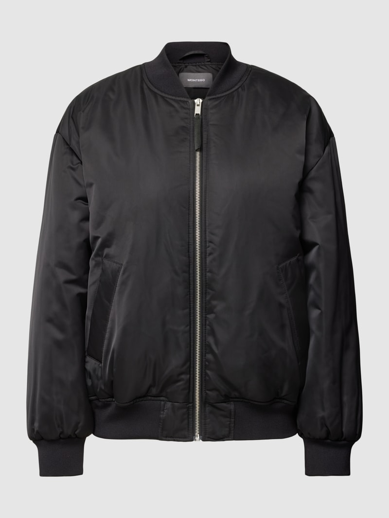 Bomberjacke in Satin-Optik in schwarz