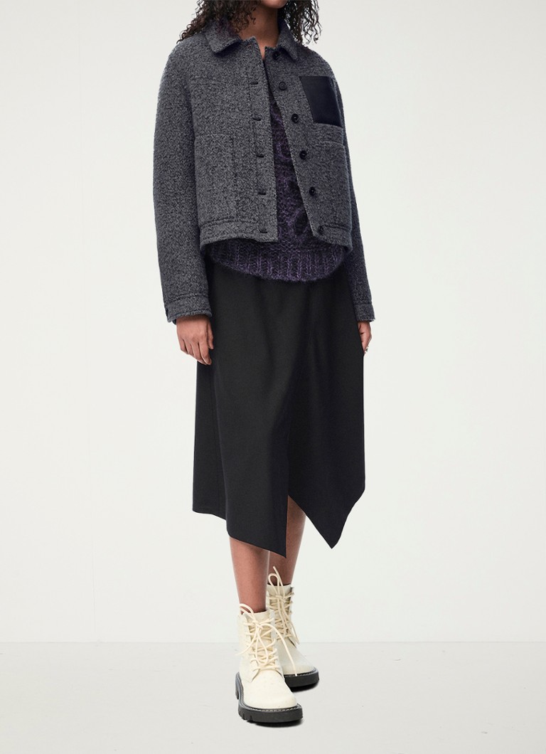 LOEWE Jacket in wool blend with lambskin details