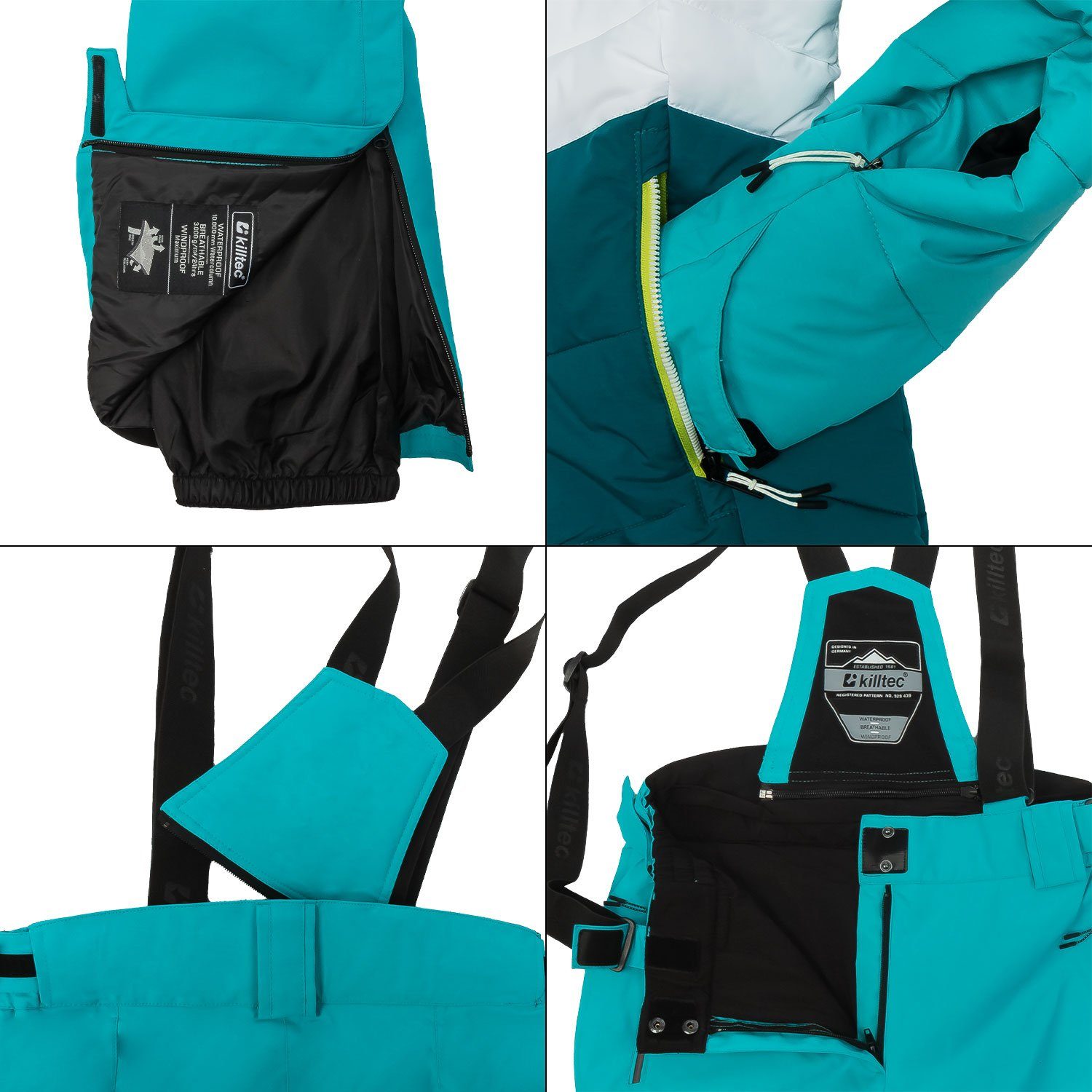 Killtec Skianzug Skianzug Damen Skijacke Steppoptik + Skihose türkis Größenwahl