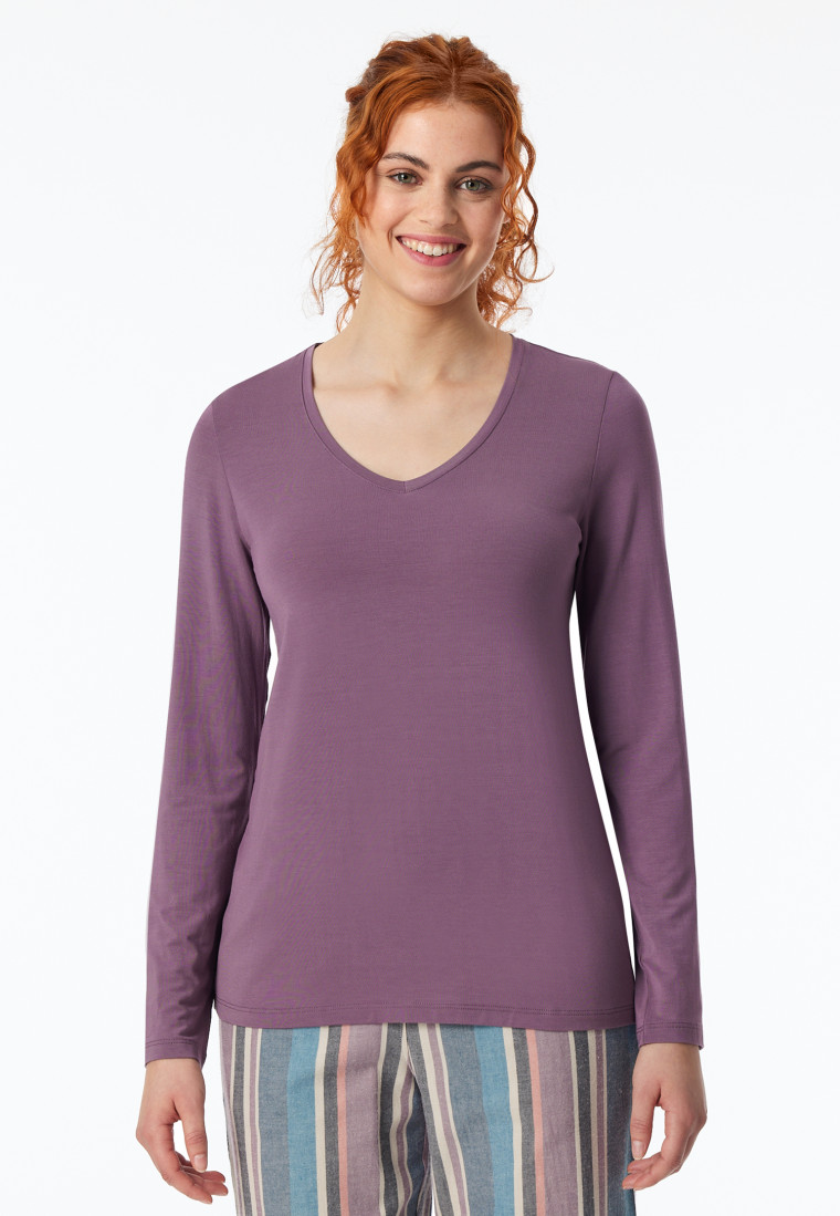 Shirt langarm V-Ausschnitt malve - Mix+Relax